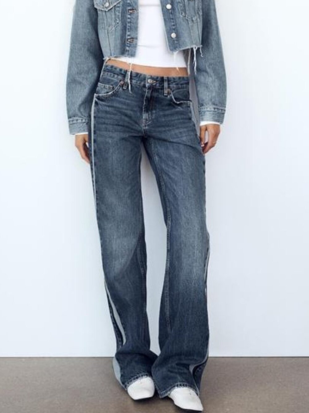 ZARA TRF MID-RISE WIDE LEG JEANS, US 10